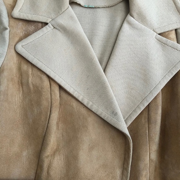 PSI Vintage Tan Suede Belted Women’s Wrap Nehru Jacket Coat 1970s Women’s S / M - Picture 6 of 11